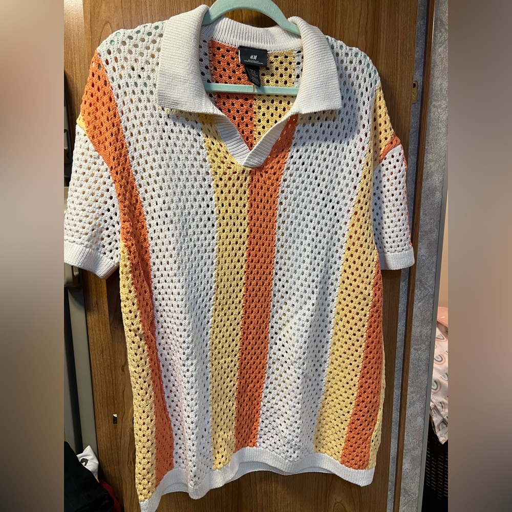 NWOT H&M Crochet Knit Top in Orange & Yellow Size XL 🧡💛